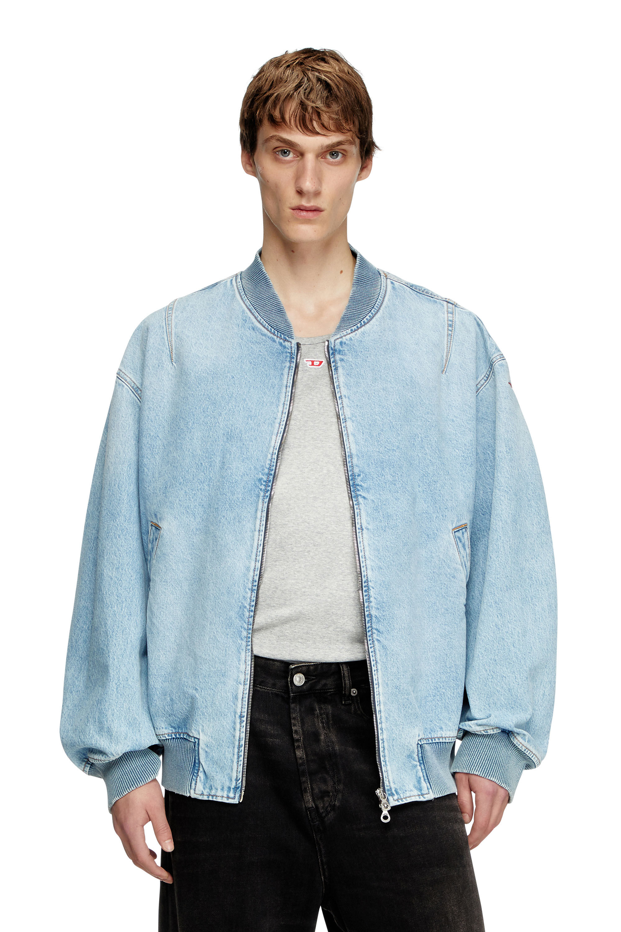 Diesel - D-VINZ, Veste bomber en denim Homme in Bleu - 3