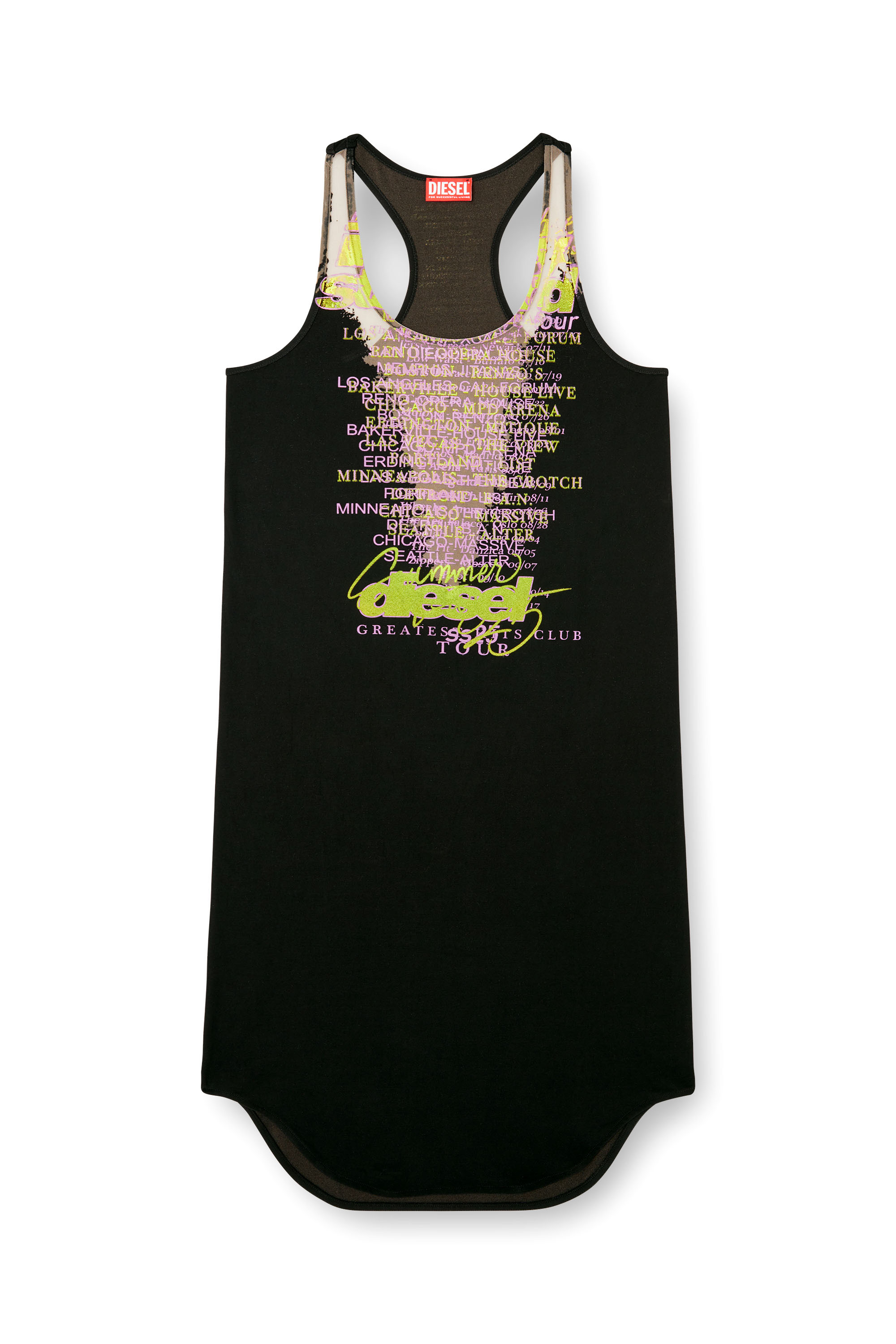 Diesel - D-SHANY-LONG, Robe débardeur sans manches avec imprimé paroles Femme in Noir - 3