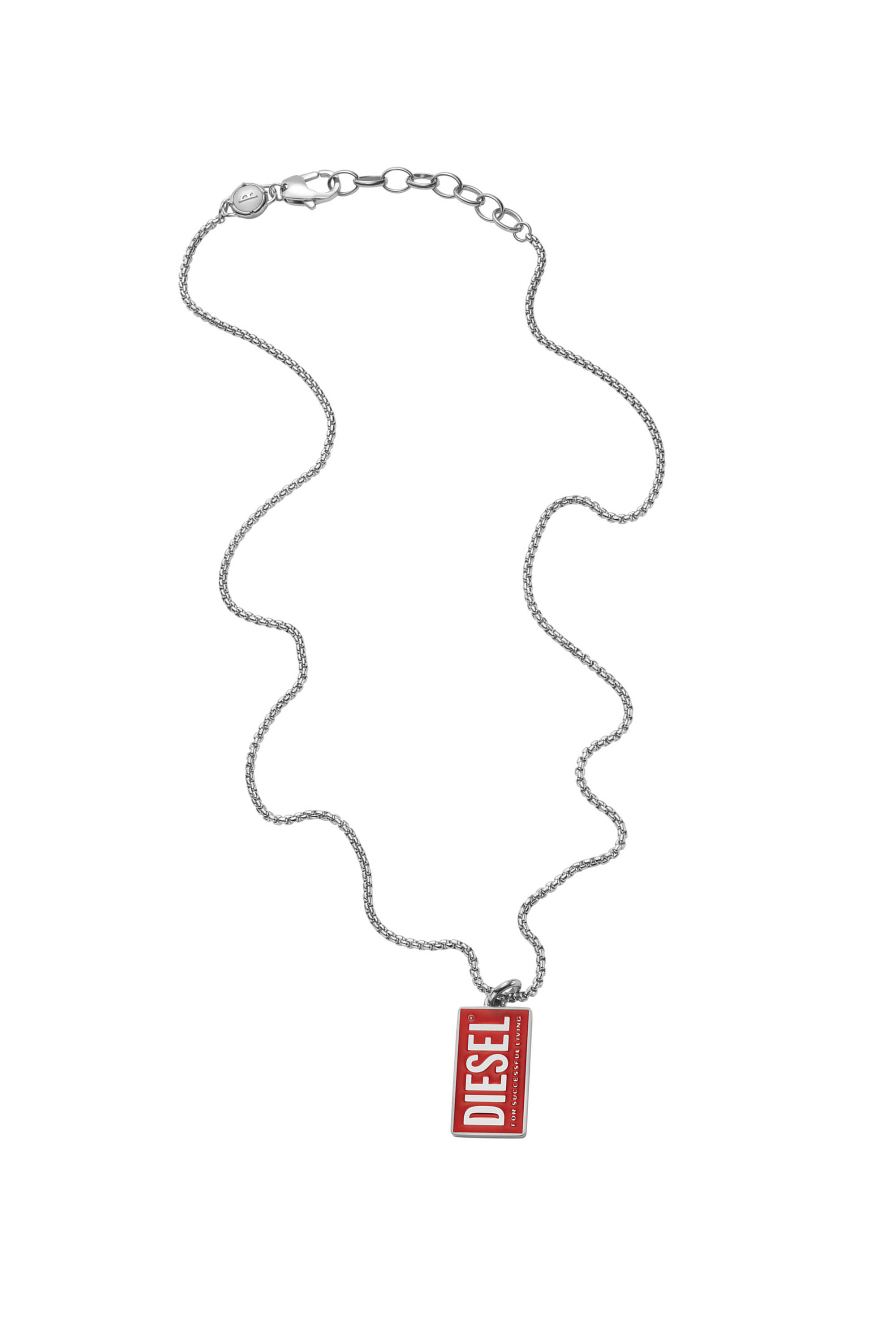 Diesel - DX1368, Collier Dog Tag avec logo en acier inoxydable Mixte in Rouge - 2
