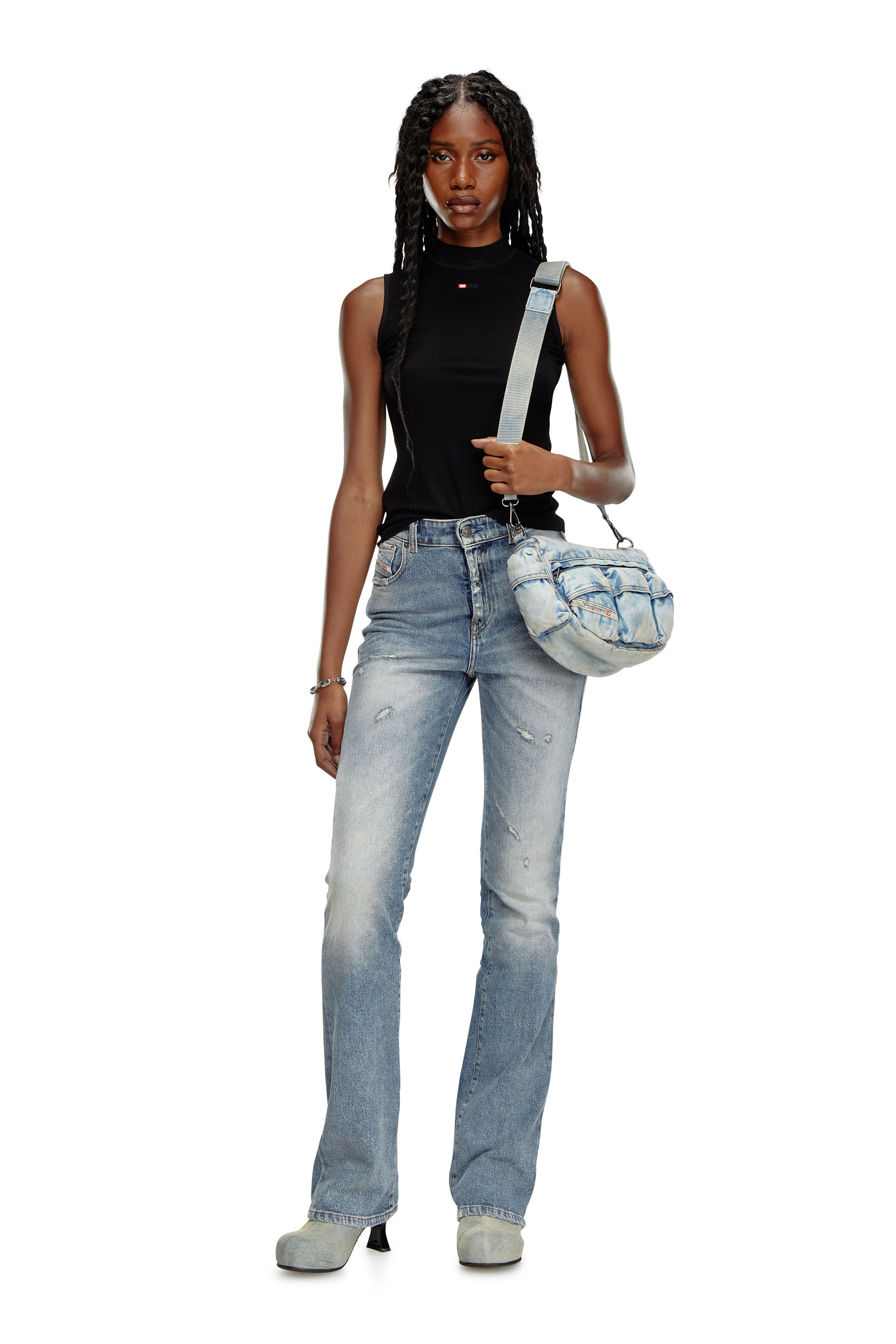Diesel - T-MOKKY-SL-MICRODIV, Female's Ribbed tank top with mock neck in Black - 2