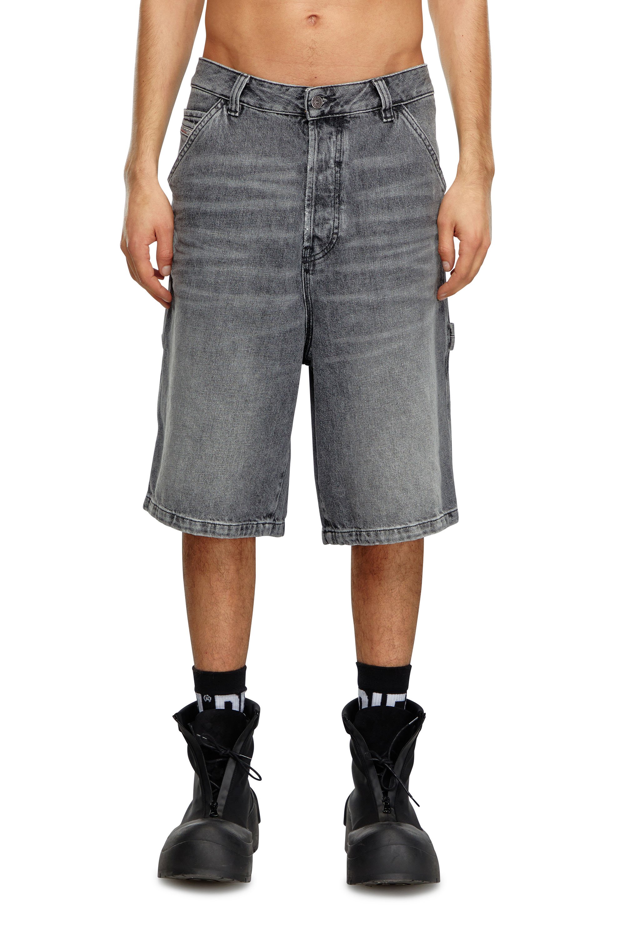 Diesel - D-LIVERY-SHORT, Short utility en denim de chanvre Homme in Noir - 1