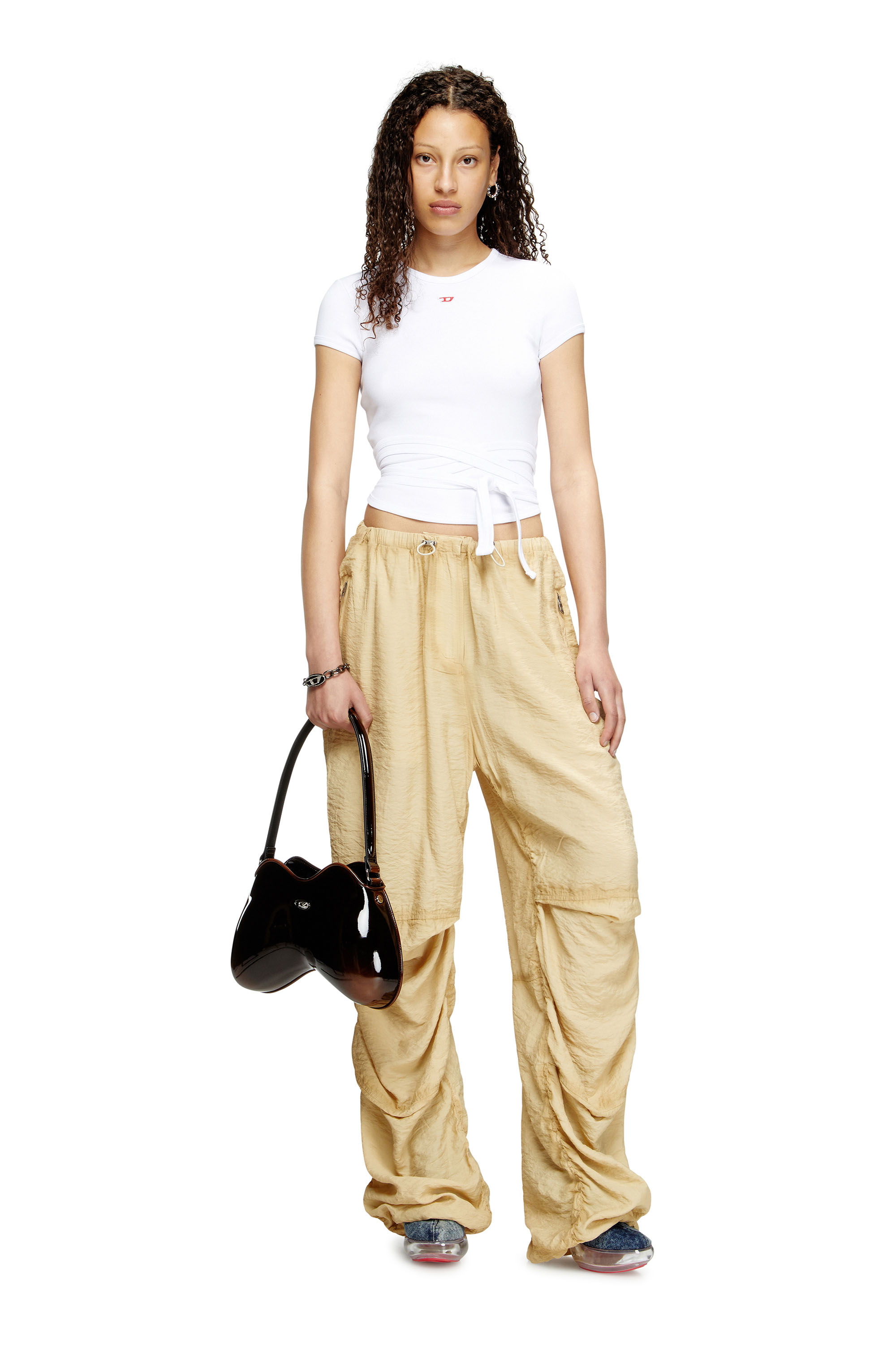 Diesel - T-BUNNY-TAIL, Female's T-shirt with wrap ties in White - 2