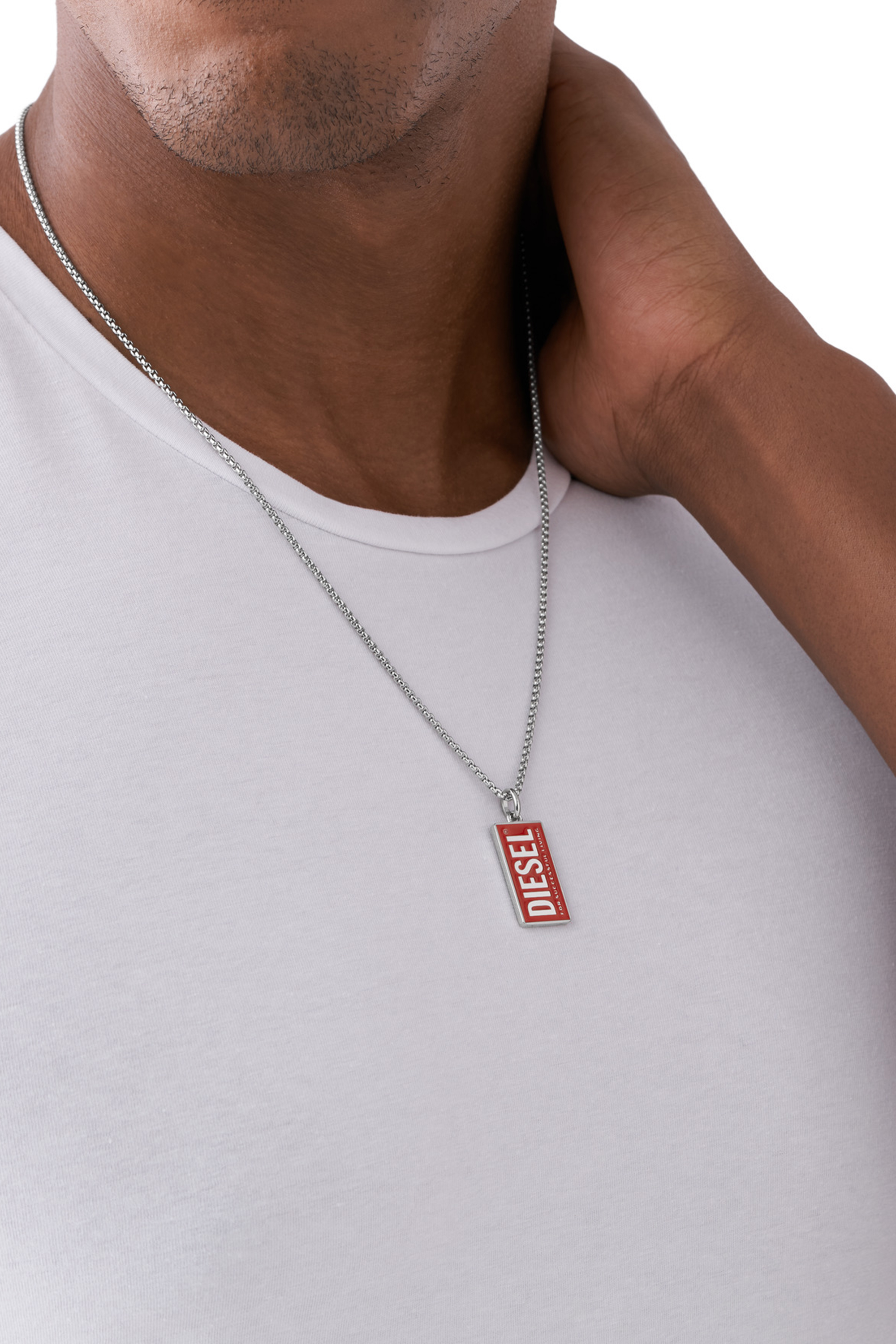 Diesel - DX1368, Collier Dog Tag avec logo en acier inoxydable Mixte in Rouge - 3