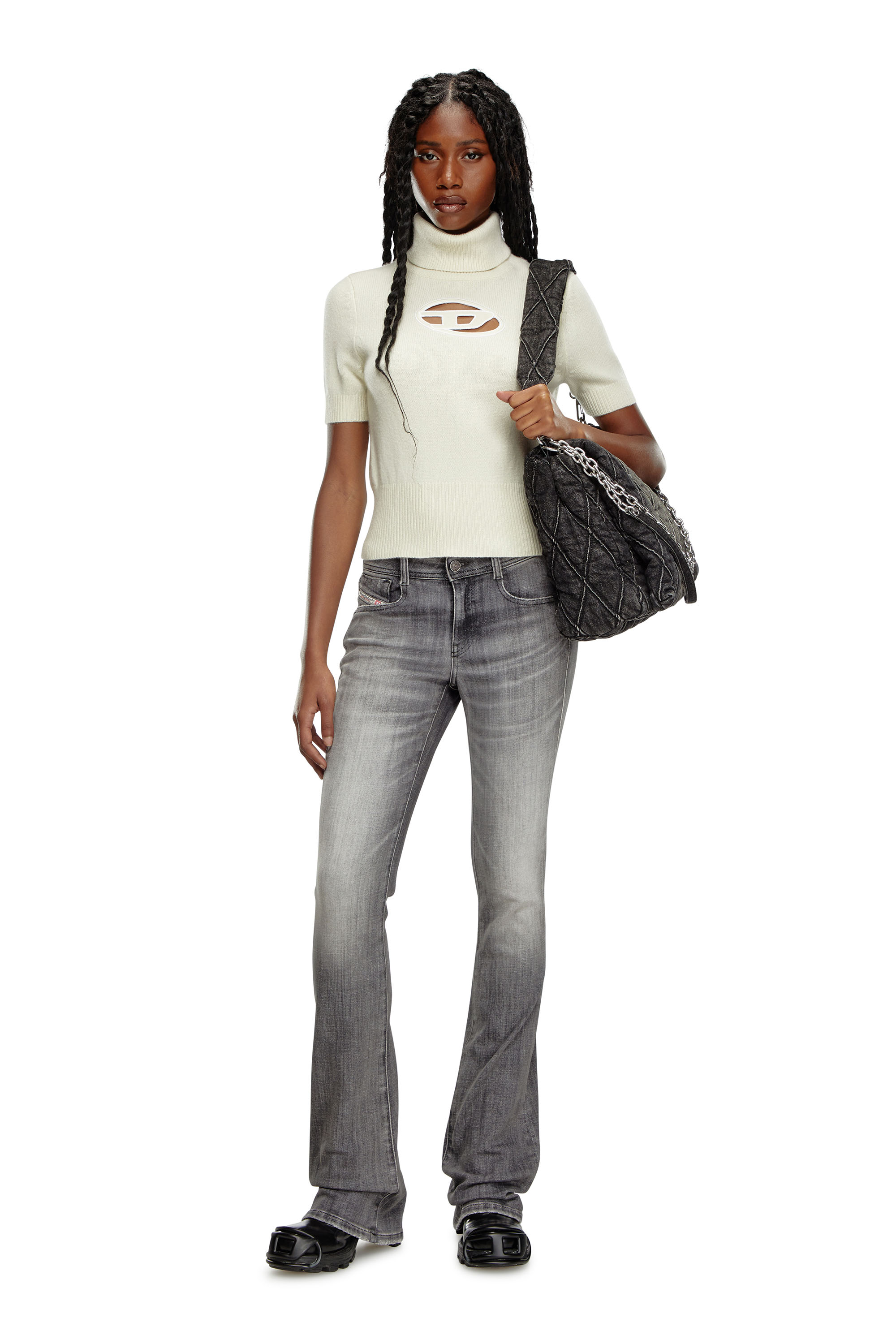 Diesel - CHARM-D SHOULDER L, Female's Charm-D L-Large shoulder bag in quilted denim in Black - 2