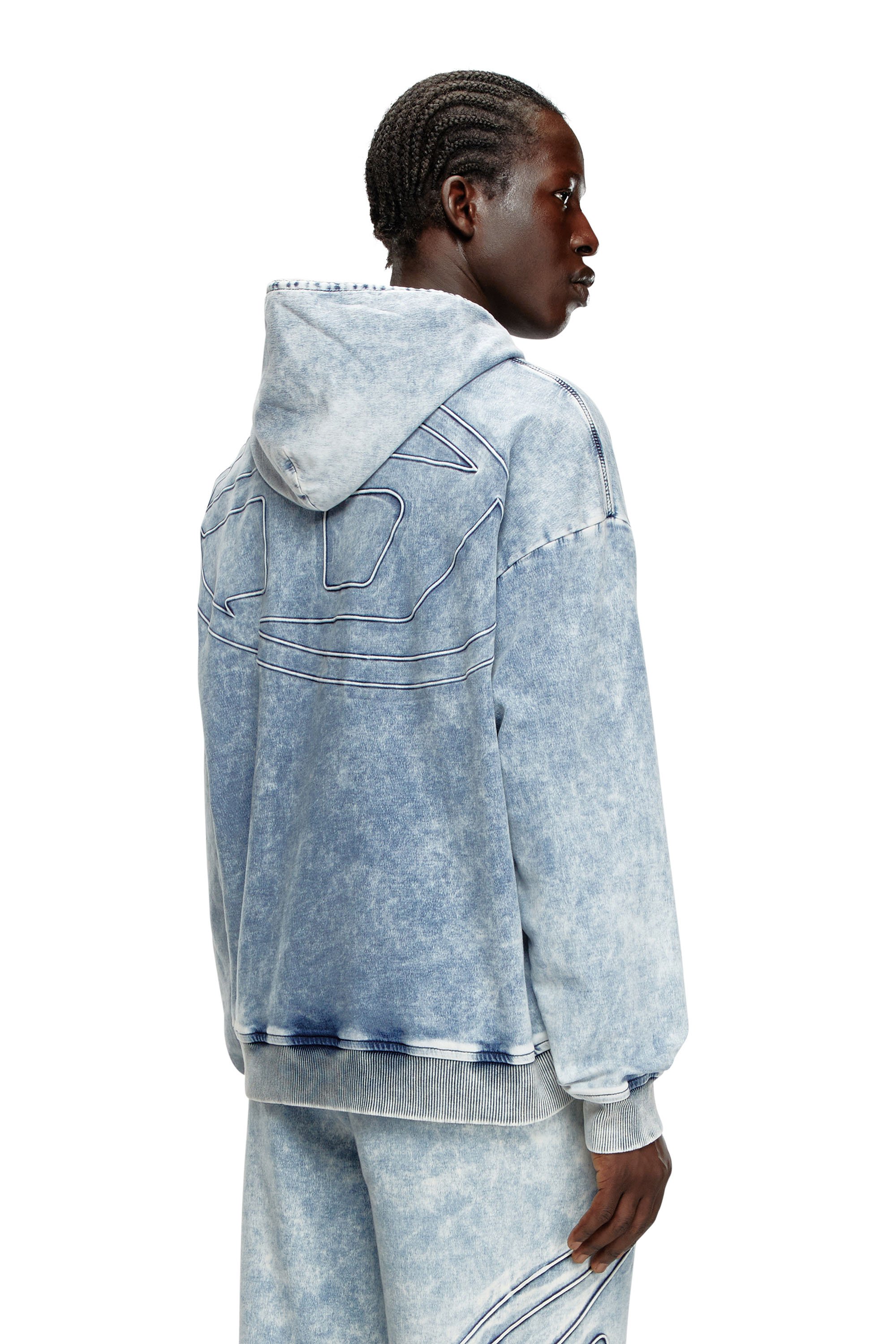 Diesel - D-UM-RIB-S2 TRACK, Sweat-shirt en Track Denim avec Oval D Mixte in Bleu - 1
