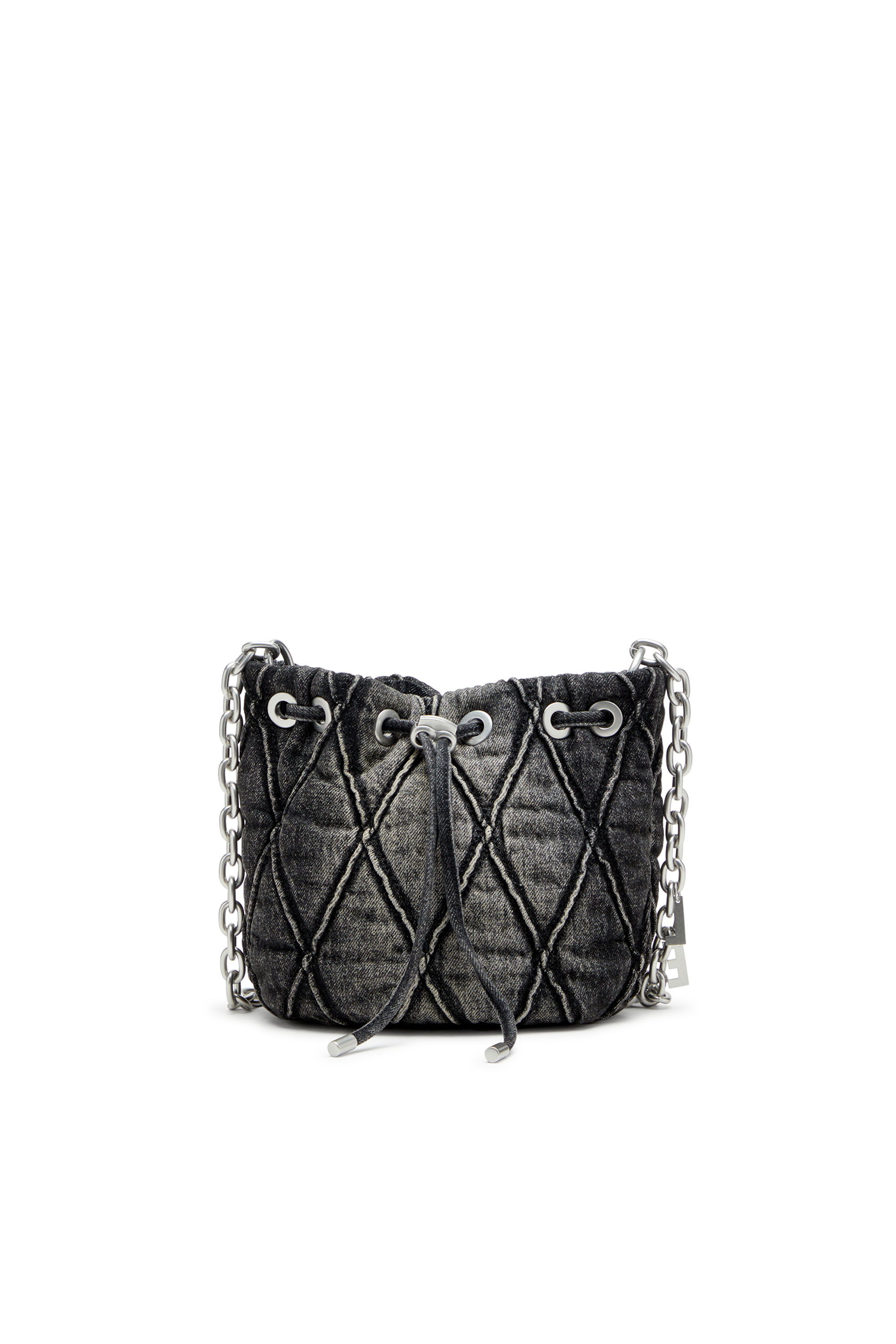 Diesel - CHARM-D BUCKET S, Female's Charm-D S-Mini bucket bag in treated quilted denim in Black - 1