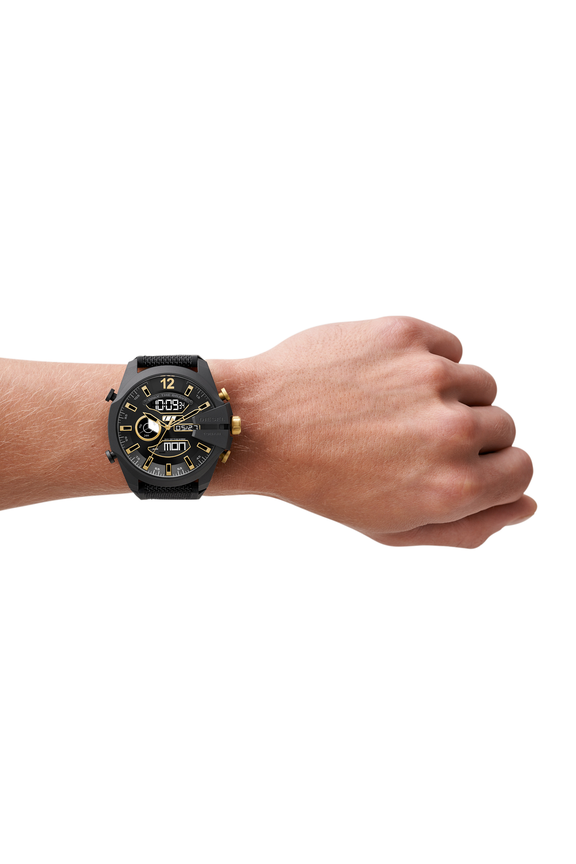 Diesel - DZ4552, Montre Mega Chief analogique-numérique en nylon et silicone noir Homme in Noir - 4