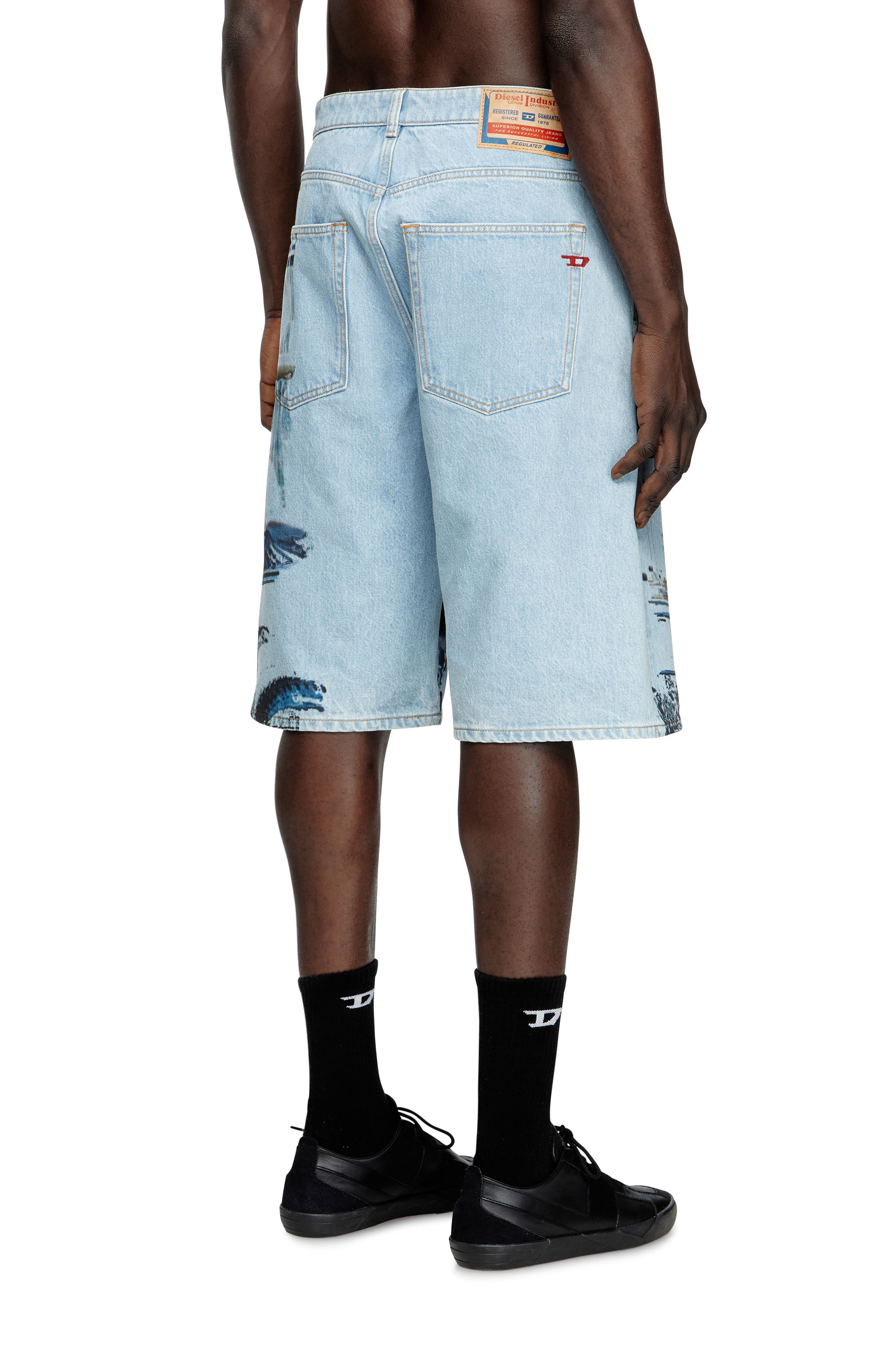 Diesel - PR-D-RIXFORD-S, Unisex's Denim shorts with faded print in Light Blue - 3